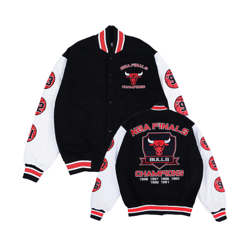 JAKET VARSITY BULLS NBA FINALS JAKET VARSITY BULLS VINTAGE FULL BORDIR JAKET BULLS NBA