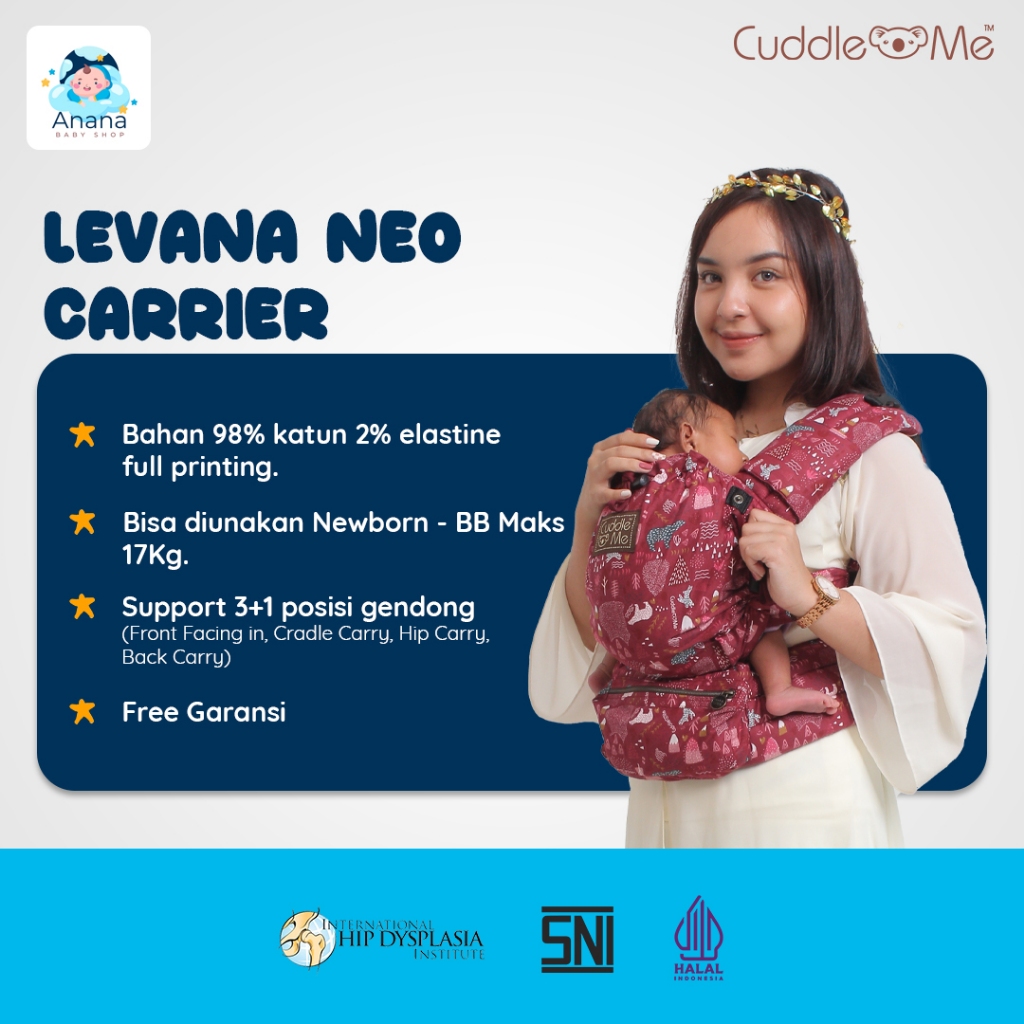 Levana Carrier CuddleMe Gendongan Bayi SSC M Shape New Born Gendongan Depan 4 Posisi Gendong