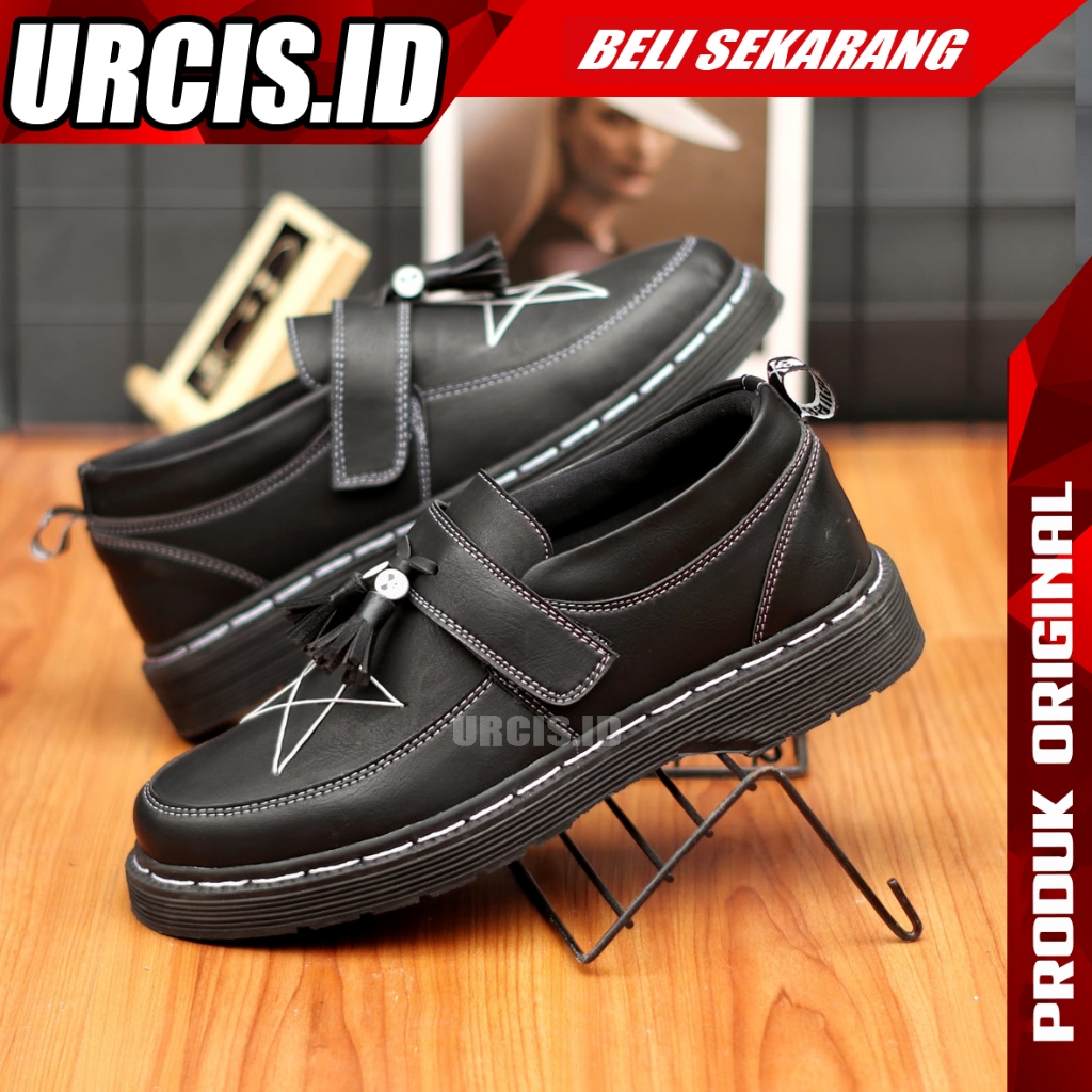 URC Thyme Sepatu docmart pria nightmare pantofel loafers hitam casual kerja kuliah wisuda