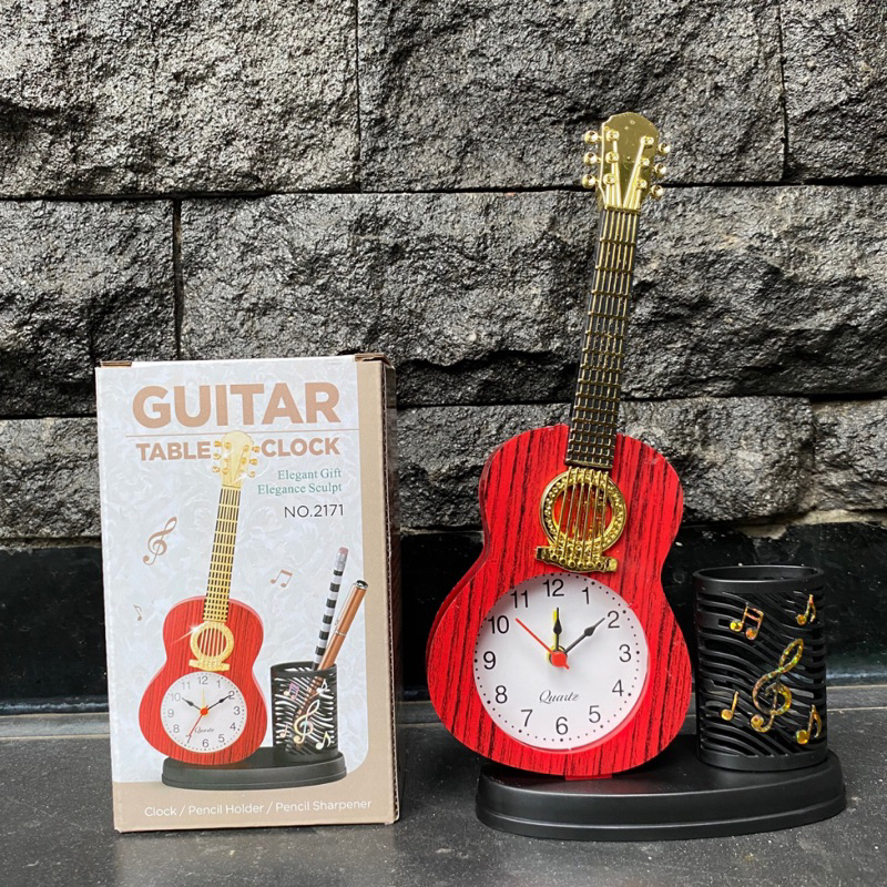 Jam Beker Vintage Model Gitar/Jam Beker Tempat Pensil