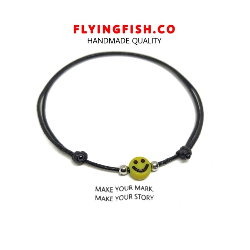 GELANG TALI SMILE VARIASI SIMPLE TALI HITAM - FLYINGFISH.CO