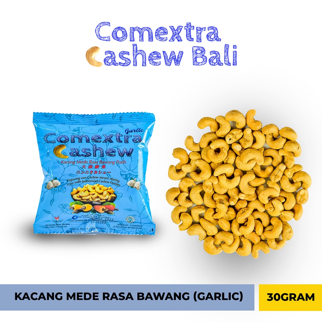 

Kacang Mede Comextra Cashew Goreng Bawang / Garlic 30 Gram - Mete Mente (Bali)