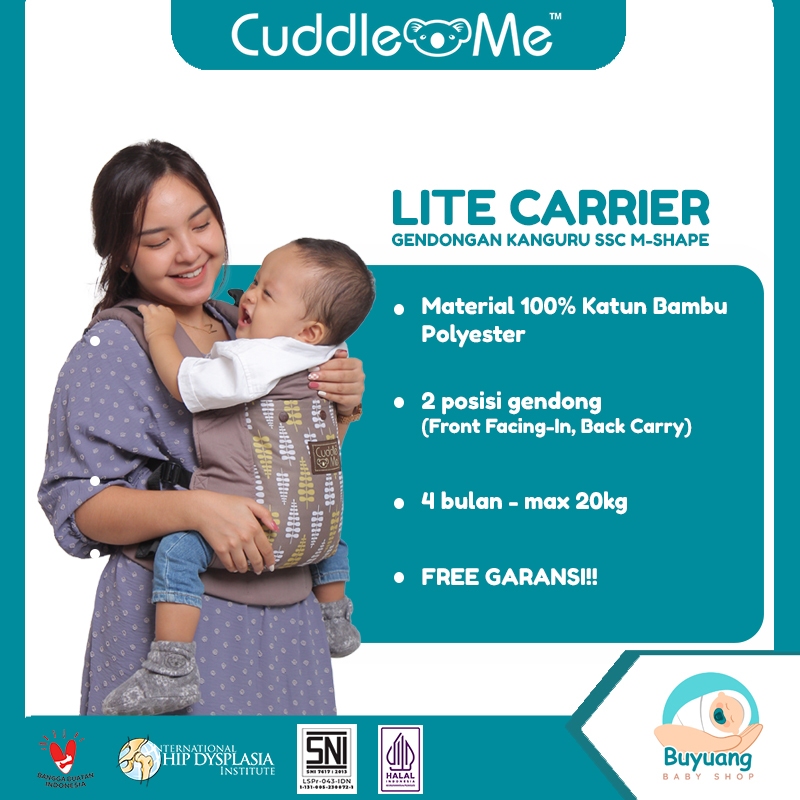 Gendongan Bayi umur 4bulan - LiteCarrier Solid CuddleMe SSC M Shape - Gendongan Depan Belakang