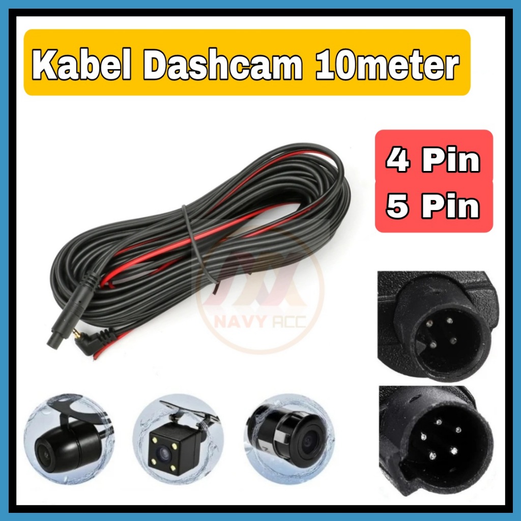 Kabel Ekstensi Kamera Mundur Mobil 10 Meter 4 Pin 5 Pin untuk Dashcam DVR