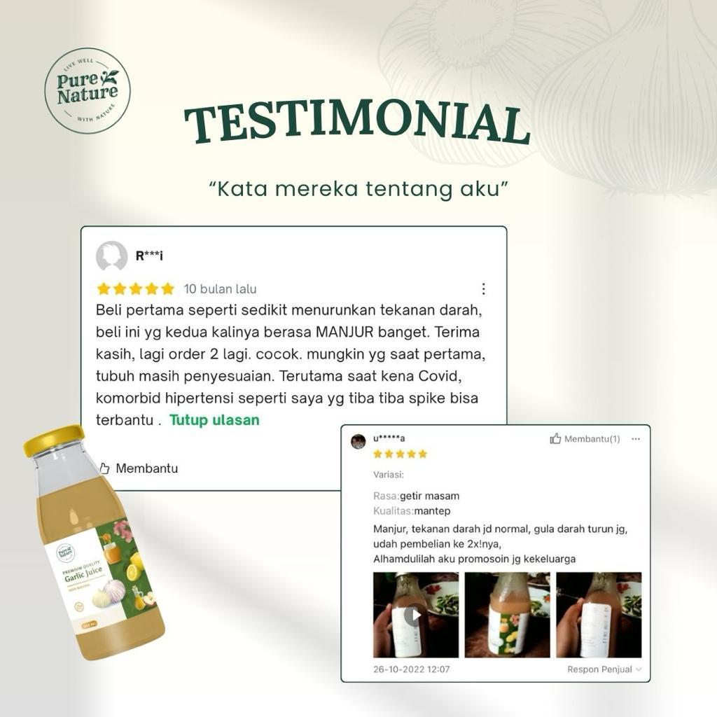

Ay00! PureNature Jus Bawang Putih Tunggal Dengan Jahe Merah Lemon Madu Cuka Apel HALAL
