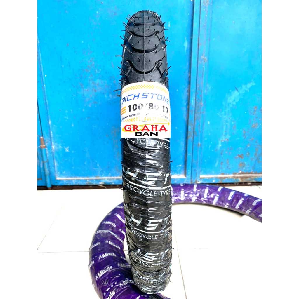 BAN MOTOR RICH STONE 100/80-17 BAN MOTOR RING 17 TUPE TYPE/BUKAN TUBELESS ban motor 100/80-17 ban ri
