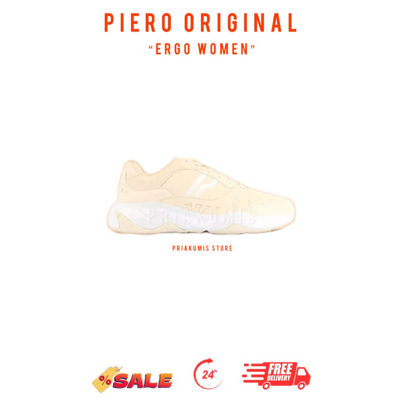 Piero - Sepatu Ergo Street Women Sekolah Sneakers Casual Putih Wanita Original 100%