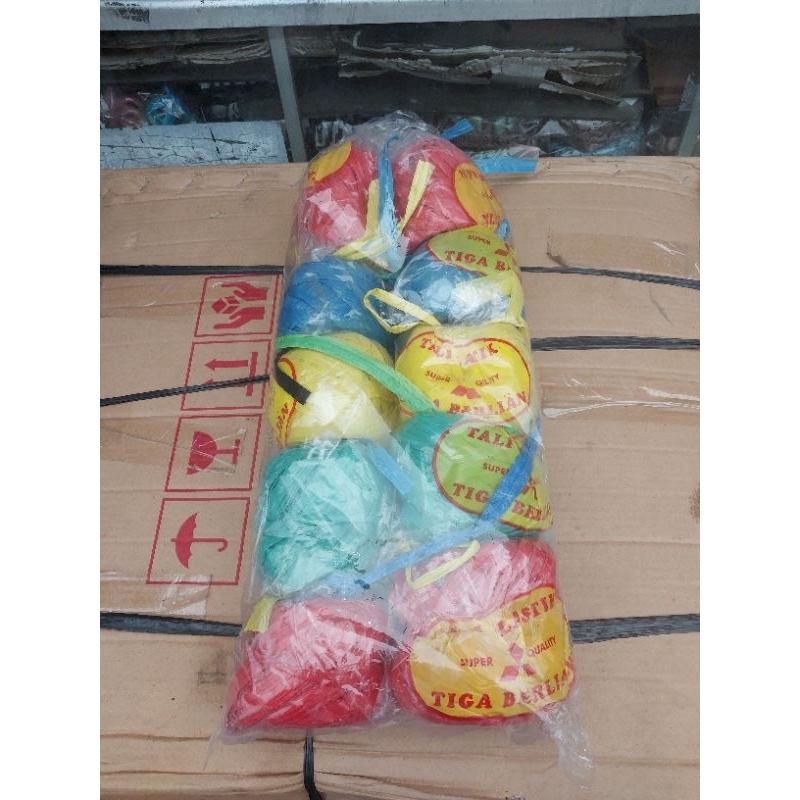 

1 PAK (10 ROLL) TALI RAFIA CAP BERLIAN KIRIM INSTANT KURIR tali rafia panjang dan tebal berat