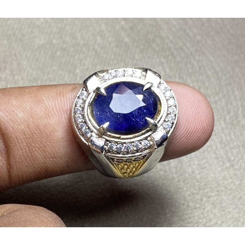 cincin batu blue safir africa natural blue sapphire corundum ring