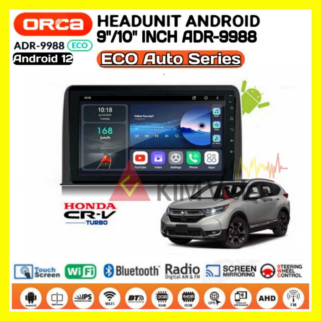 Head Unit Android Orca Eco OEM CRV Turbo 2021 Up + Soket Canbus