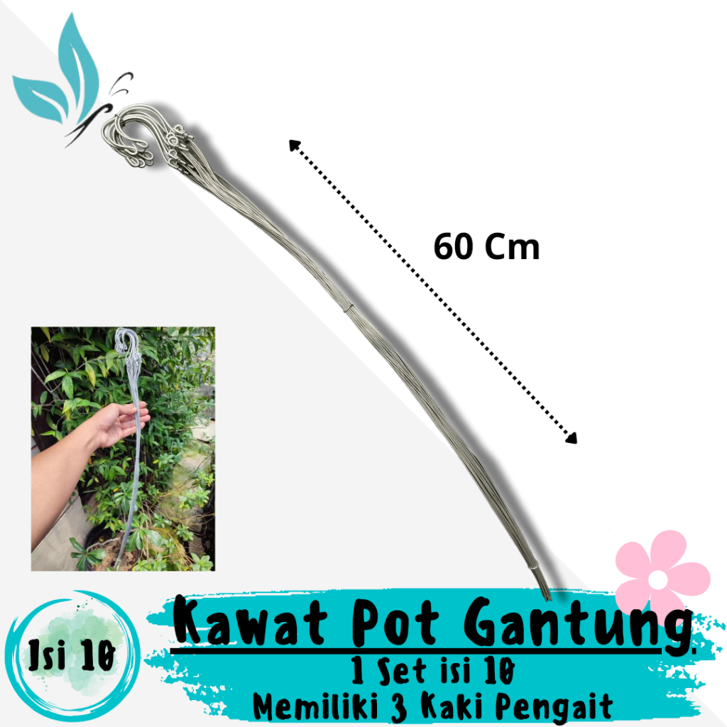 Kawat Pot Gantung Tanaman Bunga Hias Rambat Satu Ikat 10 Pcs Tali Besi