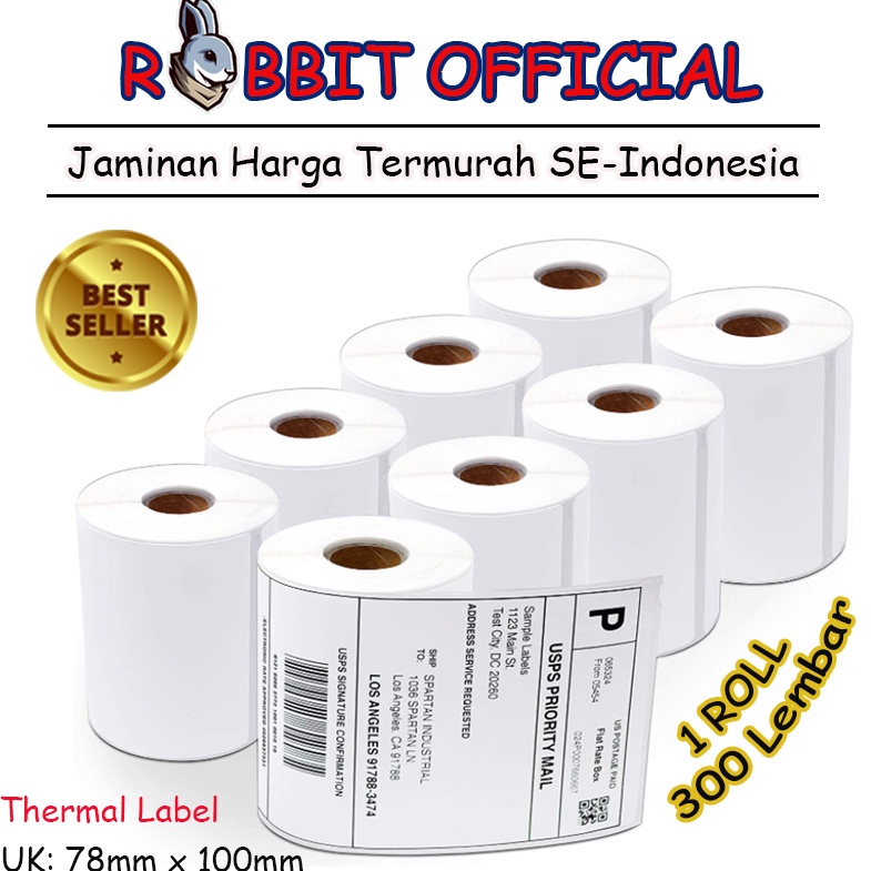 

YYWSL LABEL THERMAL 78 x 100 KERTAS STICKER BARCODE 78x100mm Isi 300 PCS gidta