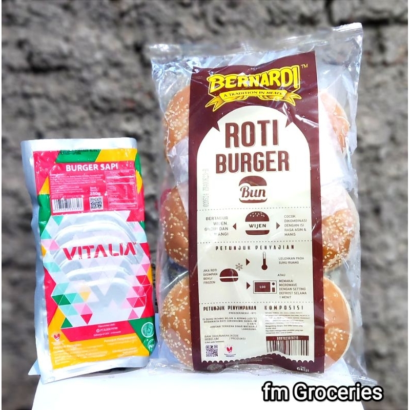 

Paket Bernardi Burger wijen & Vitalia burger sapi