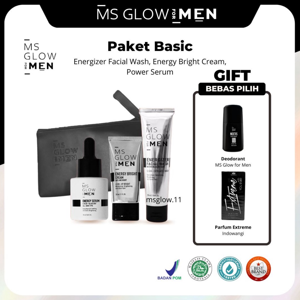 Terbaru 04. MS Glow Men Perawatan Wajah Pria Paket | Facial Wash | Sabun Cuci Muka Wajah | Pembersih