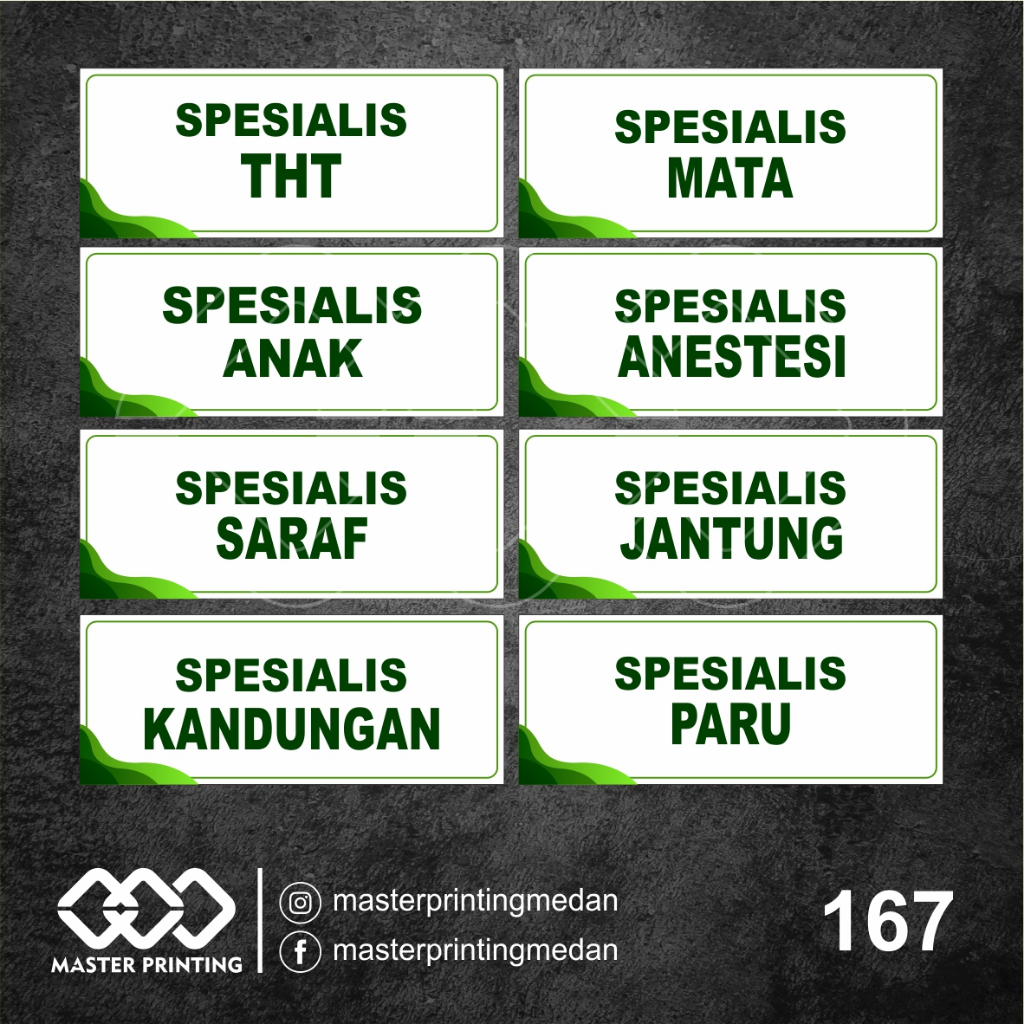 

167 - Stiker untuk Nama Ruangan Spesialis di Rumah Sakit dan Puskesmas, Tahan Air, dan Bisa Custom