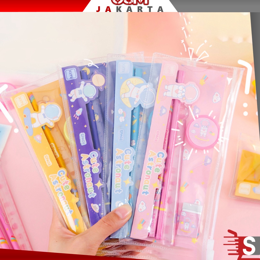 

Big Sale OSM JKT S5942 Alat Tulis Set Mini Stationary / Set Alat Tulis 5 In 1 Karakter / Warna-Warni Astronot Stationary / Set Alat Tulis Terbaru