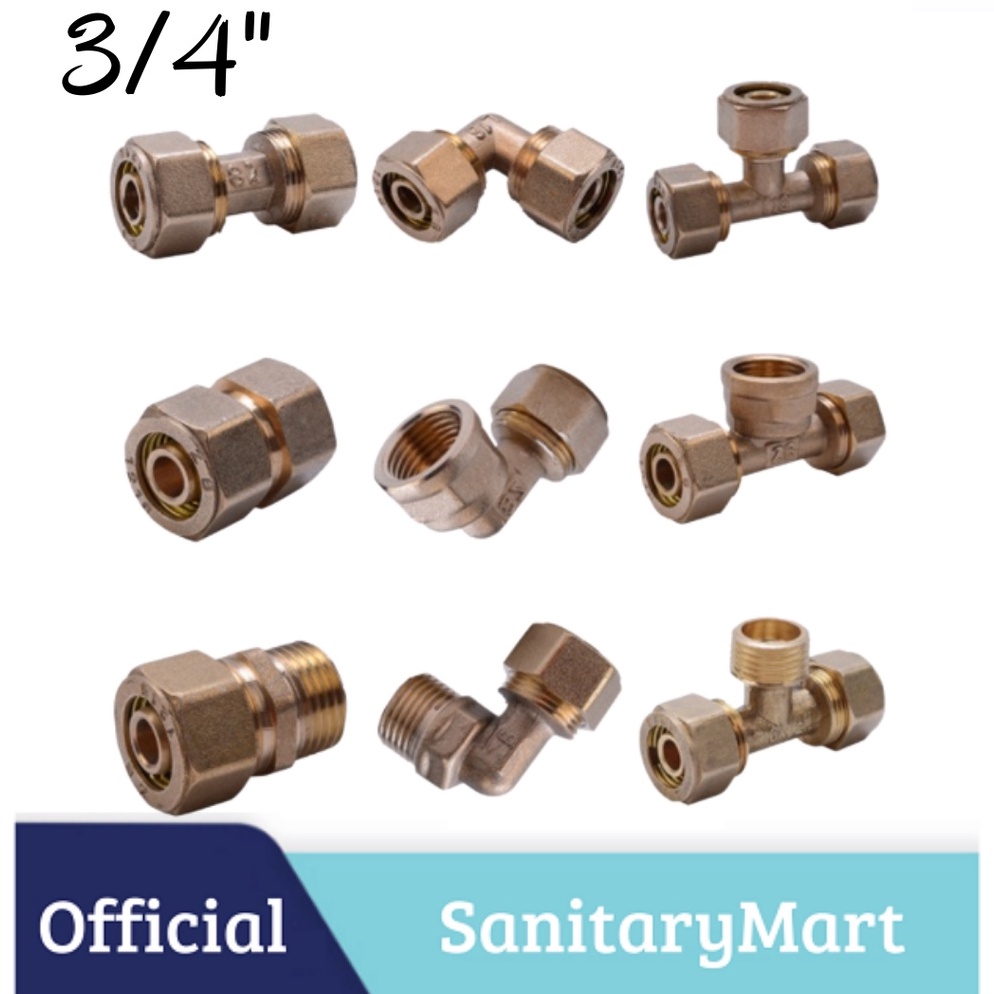 Terkini KNEE DRAT / SOCK DRAT LUAR DALAM 3/4 INCHI KUNINGAN/ TEE DRAT AIR PANAS/NEPEL SAMBUNGAN PIPA