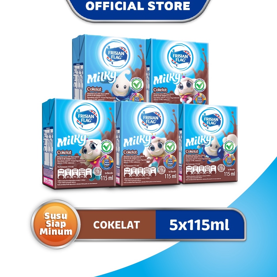 

F851OD58 Frisian Flag Susu UHT Cokelat 115 mL x 5 Baru