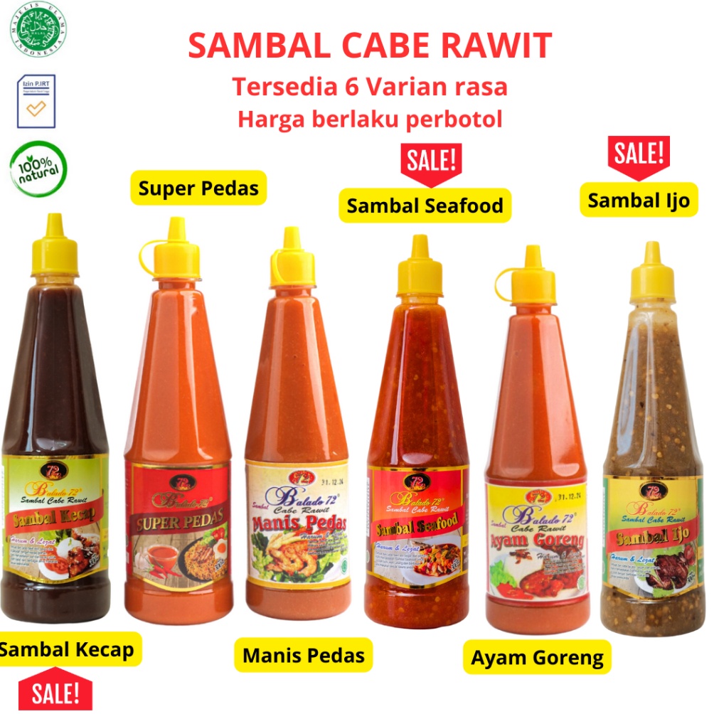 

[PRODUK-FELJ846] Sambal Cabe Rawit Balado 72 Super Pedas 300 ml Bestseller