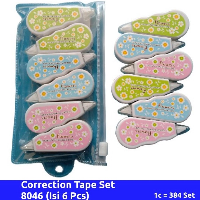 

[PRODUK-LEVRG50] Correction Tape Set 8046 Motif Bunga (Isi 6 Pcs) 60