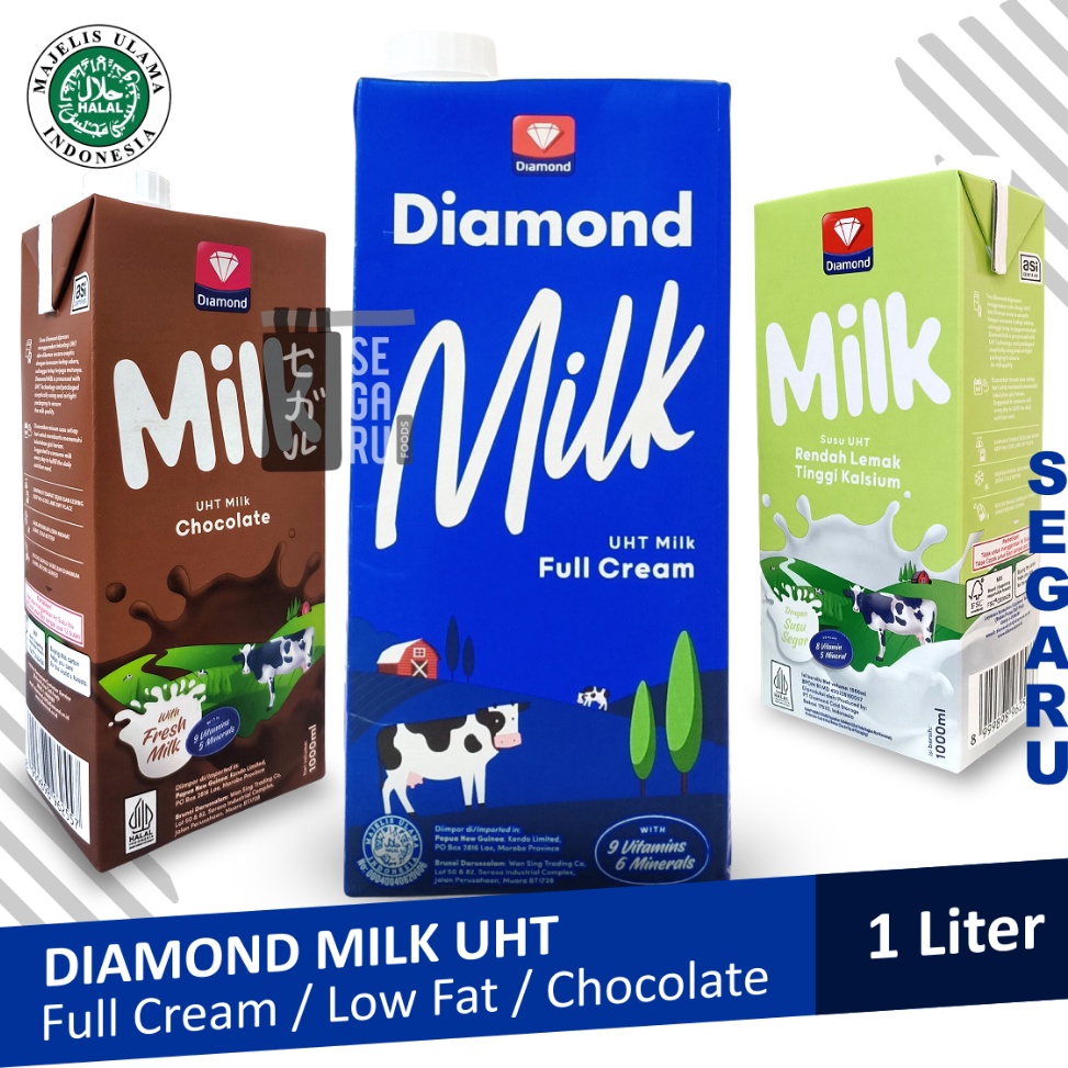 

[9N082] Susu Diamond UHT Full Cream / Cokelat / Low Fat 1 Liter ☊Diskon