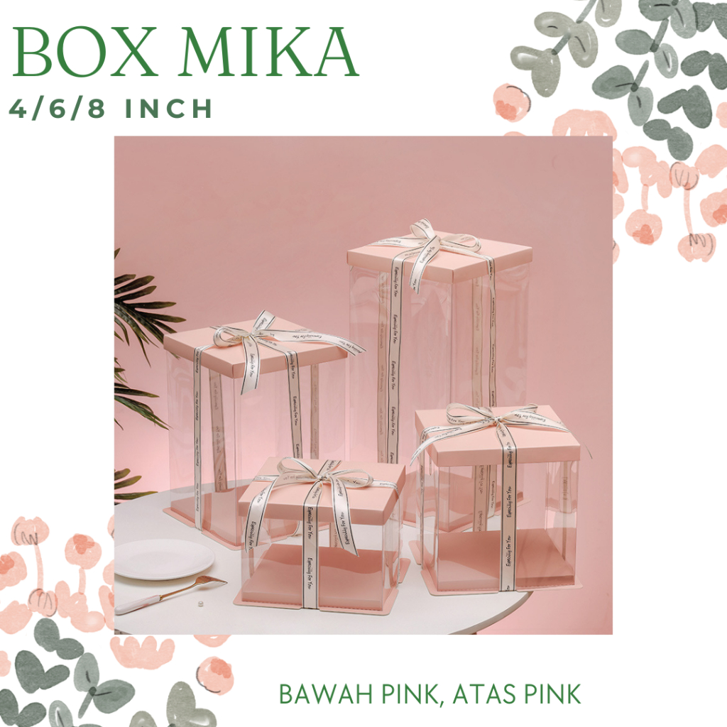 

Box Mika Kue / Box mika transparan / Box Hantaran Alas Pink Tutup Pink