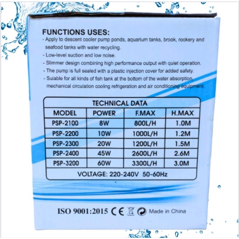 Pompa aquarium kolam ROSSTON PSP 2400 Submersible Pump