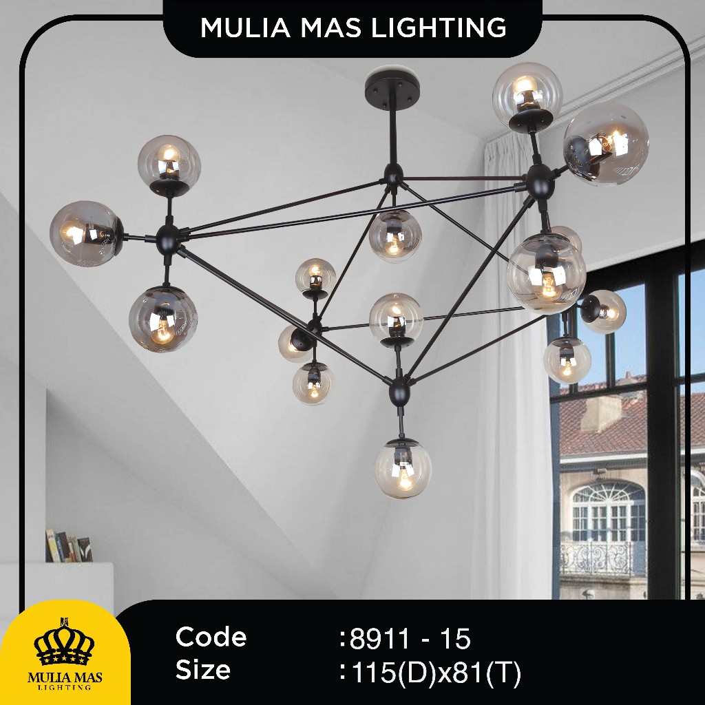 Lampu gantung Hias Bola Kaca Design Unik Ruang Tamu Terbaru 8911