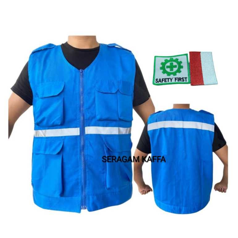 Wearpack Rompi Premium Biru Stabilo katelpak Project lapangan rompi Logo rompi kerja Rompi lapangan