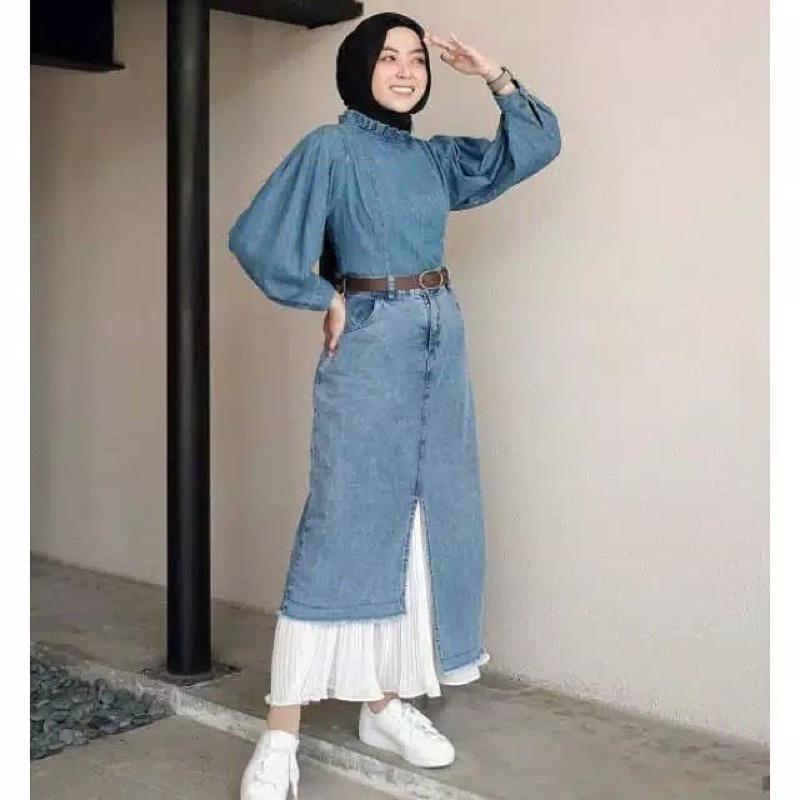 ROK METHA JEANS MIX PLISKET// ROK JEANS WANITA