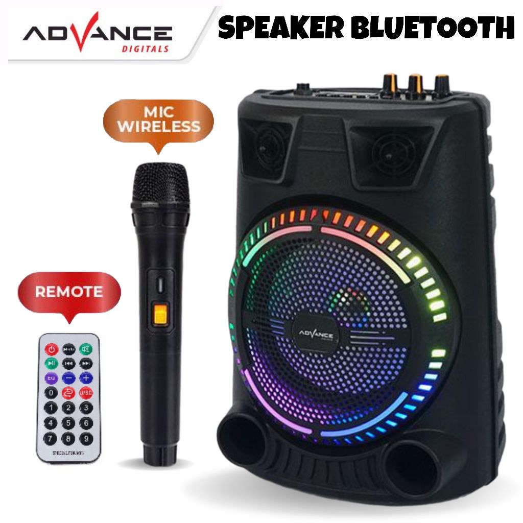 ADVANCE Speaker Bluetooth Karaoke Portable KS-612 ( FREE MIC TANPA KABEL ) Ukuran 6'5inc Besar Dan M