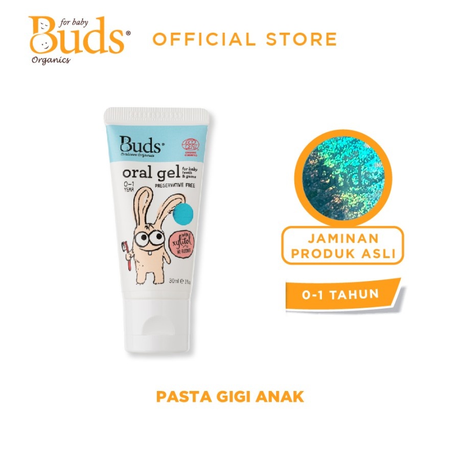 Buds Organics Oral Gel for Baby Teeth & Gums 0-1 Tahun Pasta Gigi Odol Toothpaste Bayi dan Anak Aman
