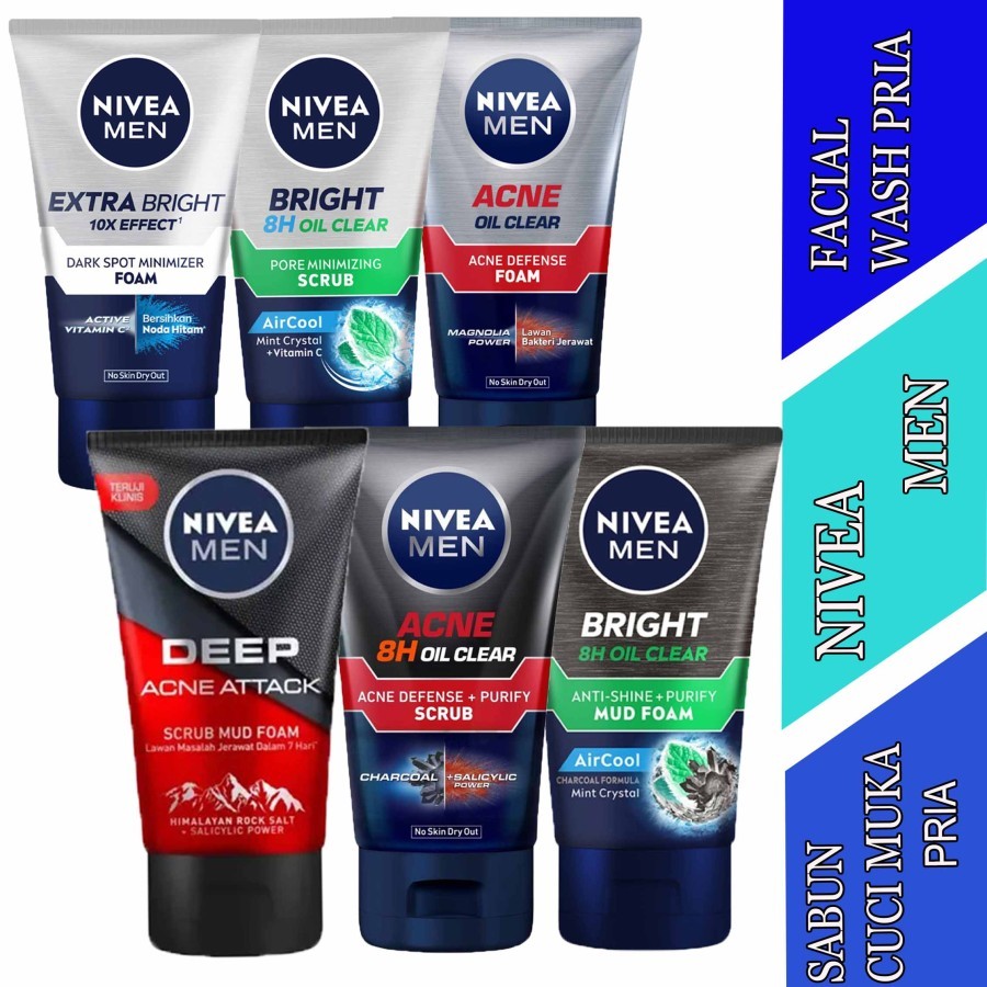 Sabun Cuci Muka Pria - Nivea Men - Facial Foam Varian - 100ml