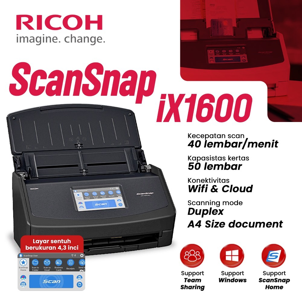 Ricoh ScanSnap iX1600 Scanner IX 1600 Scand Snap ex Fujitsu