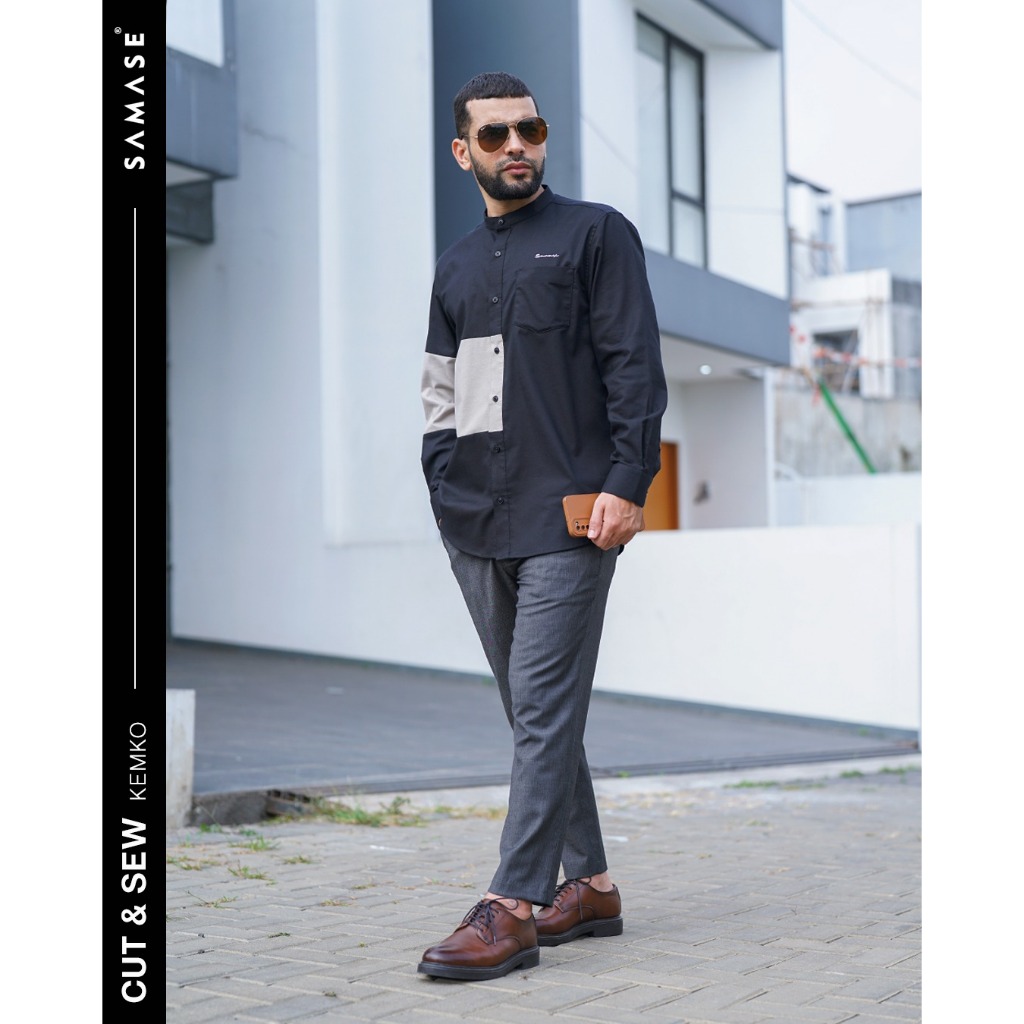 SAMASE Kemko Cut & Sew R087P Kemeja Koko Pria Dewasa Lengan Panjang Terbaru