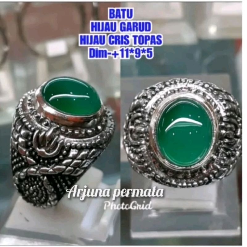 CINCIN BATU HIJAU GARUT KECIL RING ALPAKA