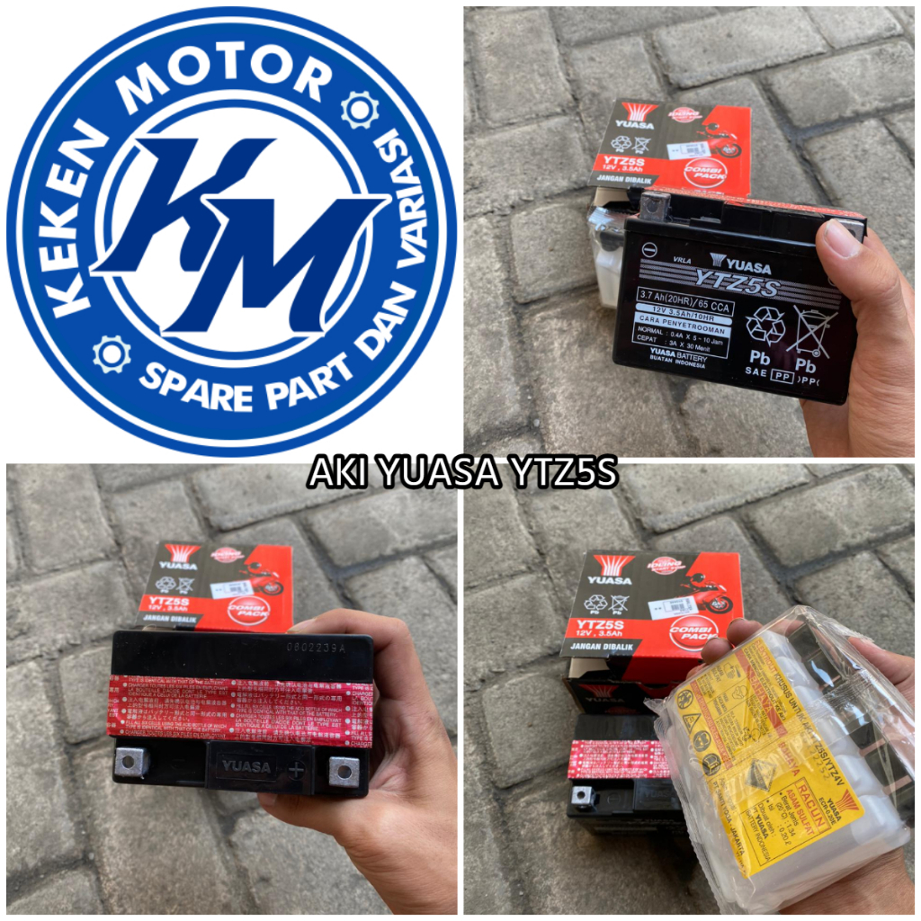 AKI KERING YTZ5S MERK YUASA || AKI MOTOR AKI KERING YTZ5S VIXION SUPRA X 125 KARISMA MERK YUASA