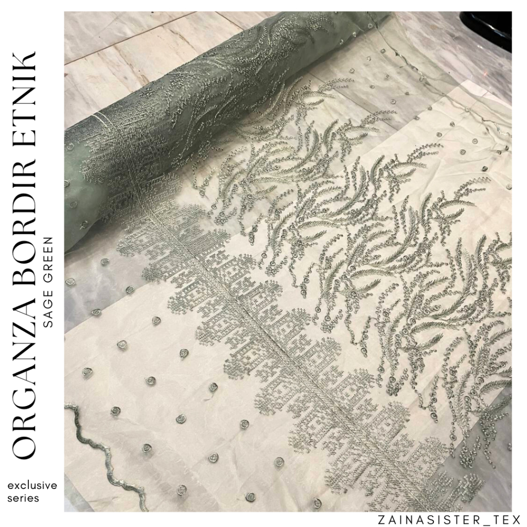 Kain Organza Premium Bordir Motif Etnik Sapto