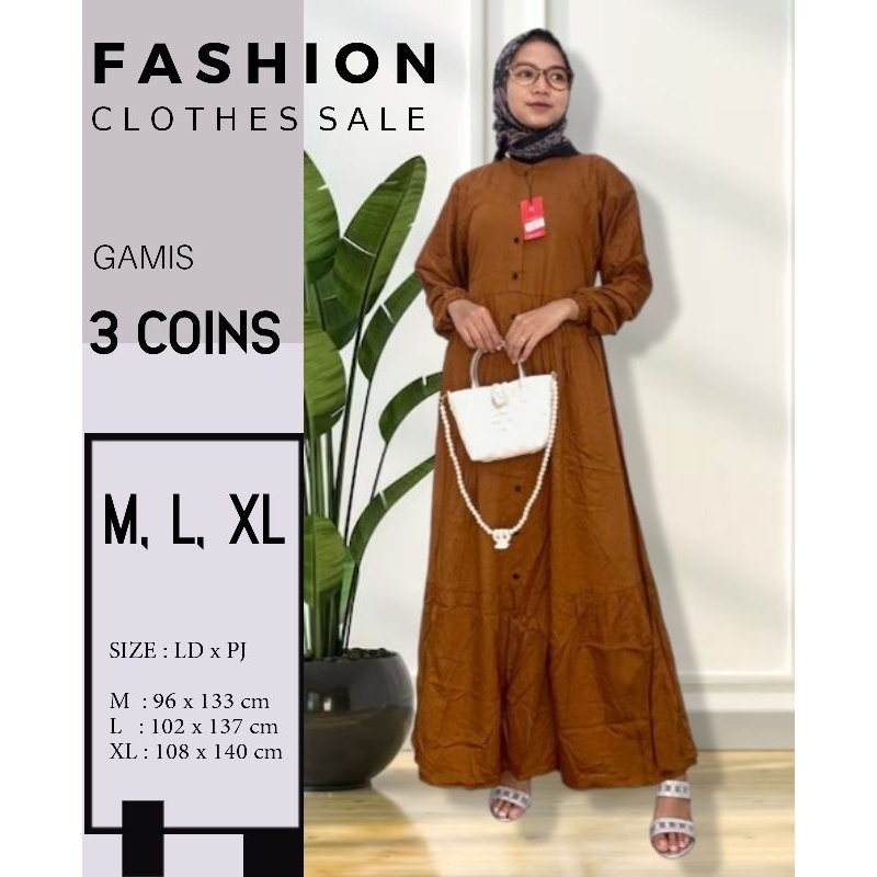 Gamis Three Coins rempel murah Original