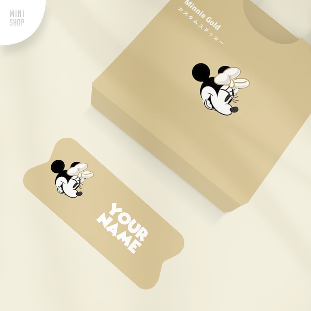 

Stiker Nama Custom Waterproof Minnie Gold