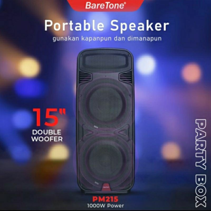 speaker portable 15 inch original baretone pm 215 speaker karaoke double woofer 15 inch