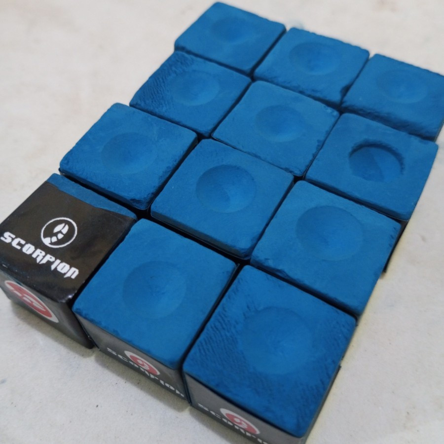 Kapur Billiard Merk Scorpion Blue Biru Chalk Biliard Harga Lusinan