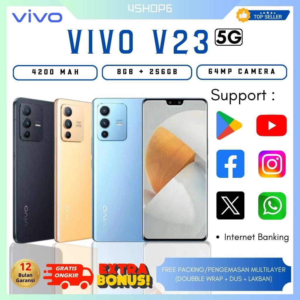 【BISA COD】 NEW Vivo V23 5G RAM 8/256 GB Original Smartphone Android Garansi 1 Tahun