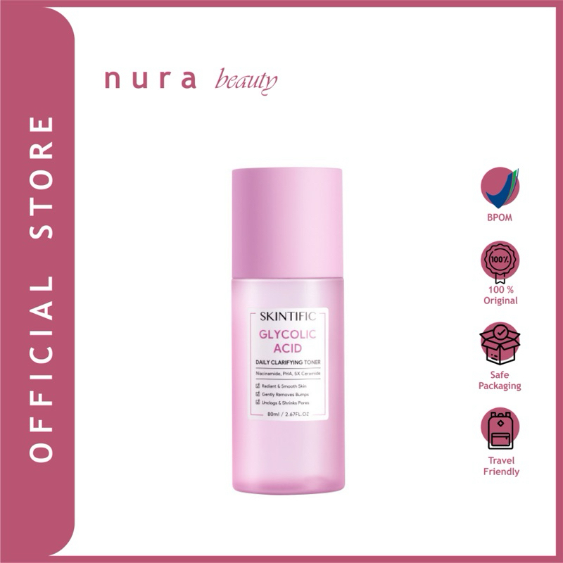 (NR BEAUTY) SKINTIFIC Toner Glycolic Acid Daily Clarifying Toner 80ml Penyegar Toner SKINBOOST Refin