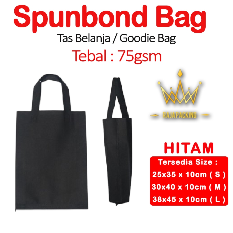 

Spunbond Goodie Bag Tas Belanja Model Tali Handle Kantong Kain HITAM