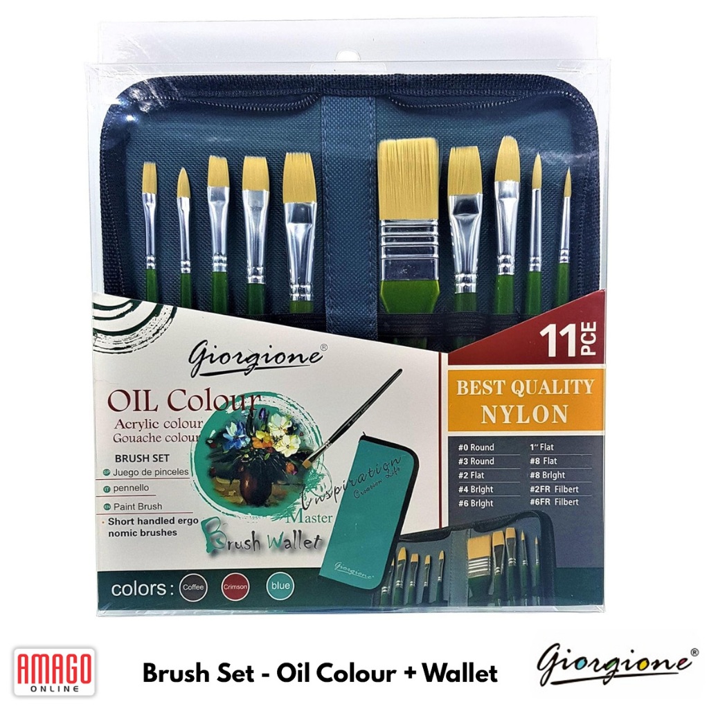 

GIORGIONE Cat Minyak Kuas Set isi 10 kuas + Dompet tempat kuas - Oil Colour Brush Set 10 pcs -G-F200