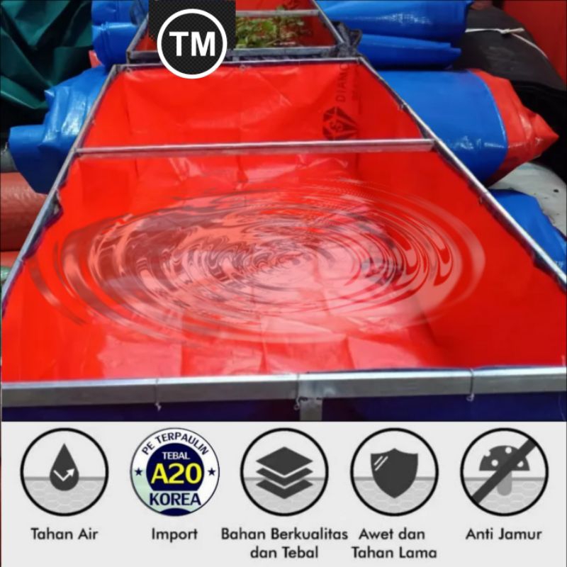 Kolam terpal kolam ikan A20 tebal 200x100x50 2x1x50