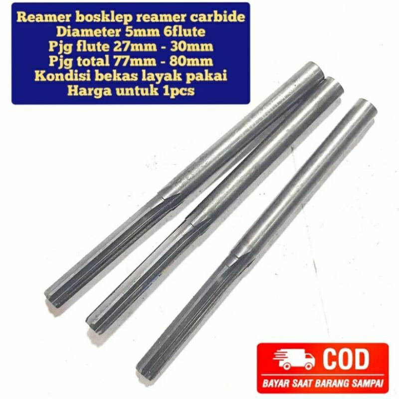Reamer bosklep botolan klep lemer reamer carbide 5mm 6flute panjang 80