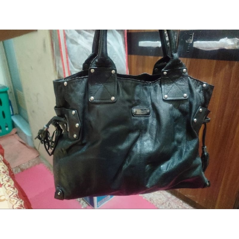 Tas Tote bag Ssamzie authentic Hitam Kulit Asli Preloved