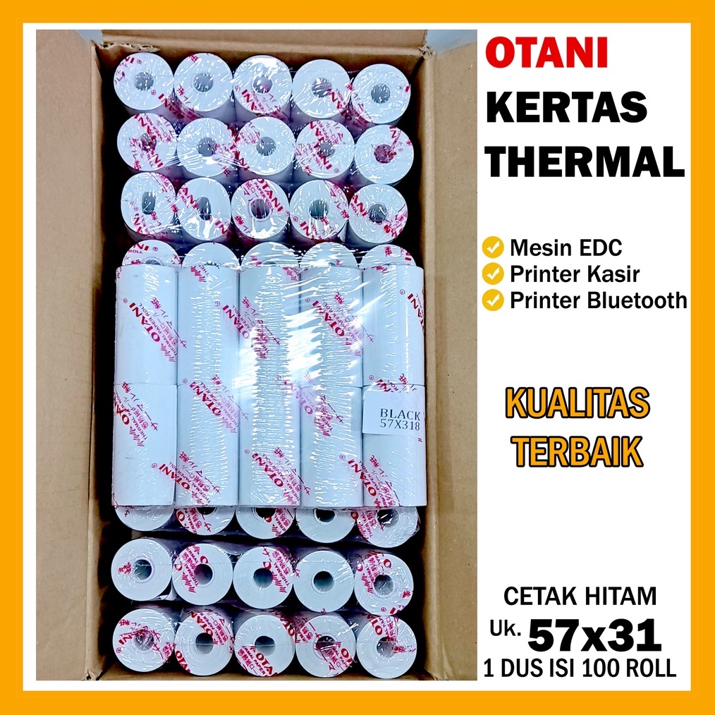 

12.12 SALE OTANI Kertas Thermal isi 100 roll/ Kertas Thermal EDC/ Kertas Printer/ Bluetooth/ Struk Ukuran 57x31 !!!